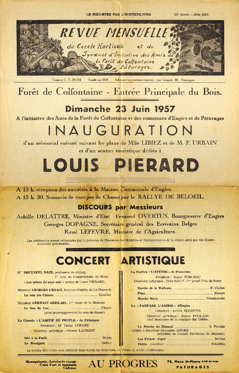 Pturages : Revue mensuelle du Cercle Horticole de juin 1957.