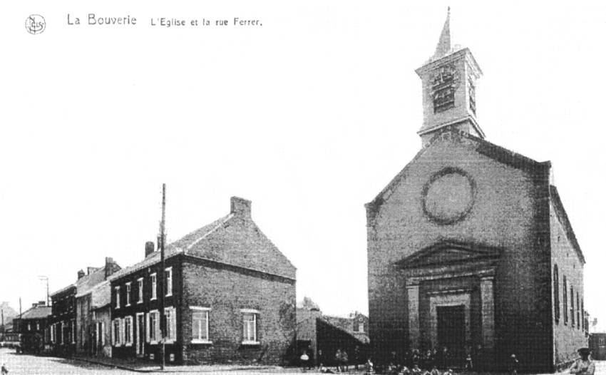 La Bouverie : l'église et la rue Ferrer.