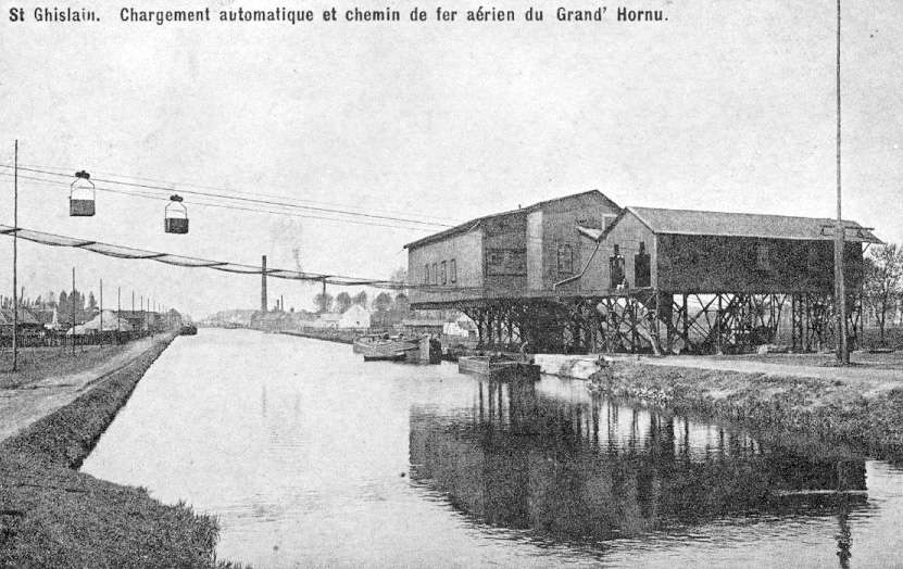 Saint-Ghislain : Chargement automatique du chemin de fer aérien 1902.