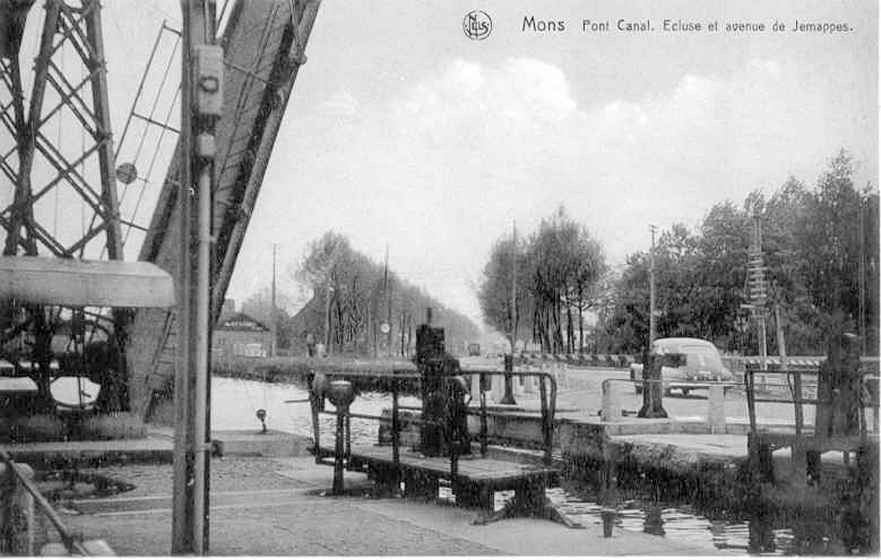 Mons : Ecluse de Pont Canal et avenue de Jemappes. 