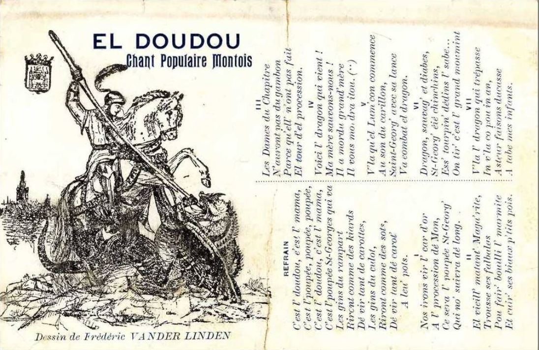 Mons : El Doudou Chant Populaire Montois Mons Dessin de Fréderic Vander Lind. 