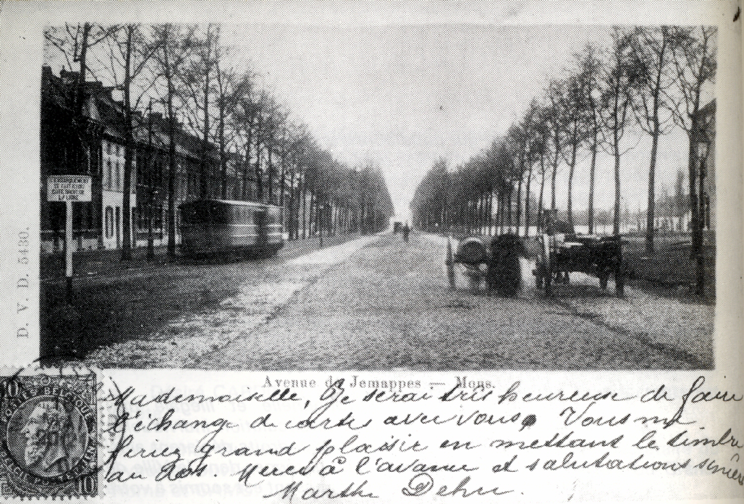 Mons : Avenue de Jemappes. A droite, le chemin de l'Inquiétude.