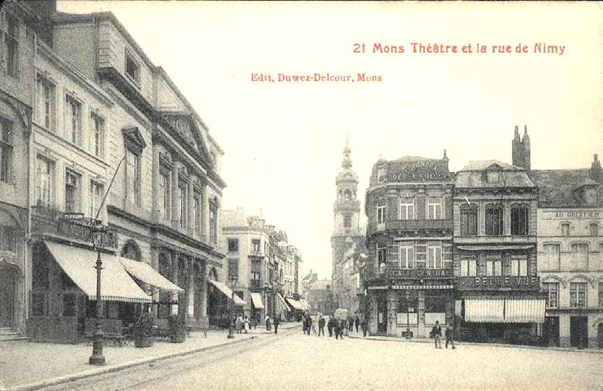 Mons : Theâtre et la rue de Nimy.
