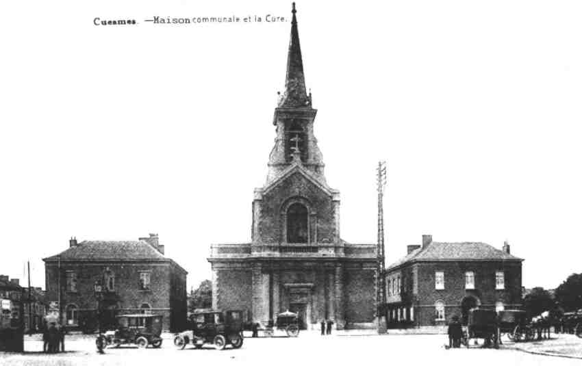 Cuesmes : Aspect en 1921 de l'ensemble gréco-romain de l'église Saint-Remy