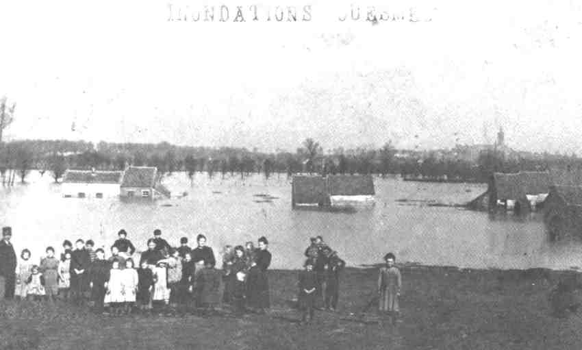 Cuesmes : aspect de ce que fut "le Marais" durant des siècles par suite de fréquentes inondations. Le 6 février 1906 fut des plus catastrophiques : 250 familles durent être évacuées.