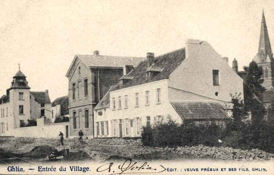 Ghlin : Entrèe du village en 1902.
