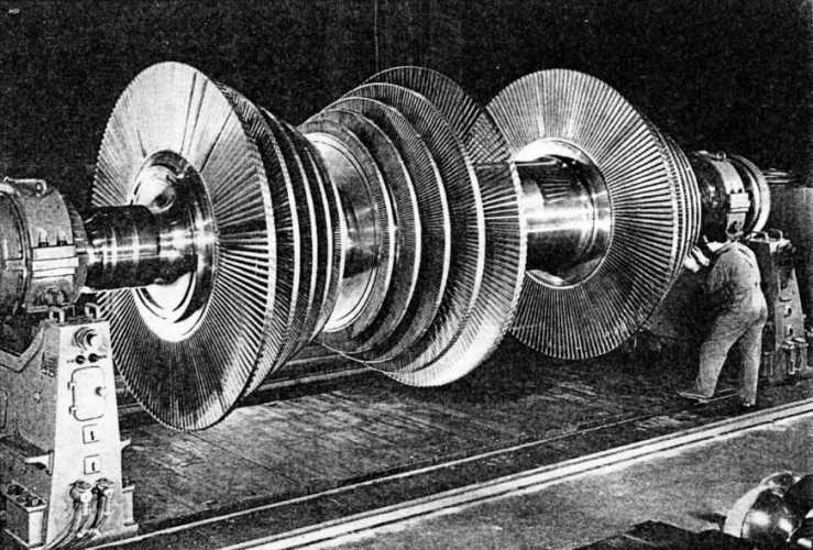 Baudour : Rotor à triple flux de la turbine BP de la centrale.