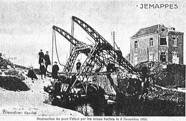 Jemappes : Destruction de l'écluse de Jemappes.