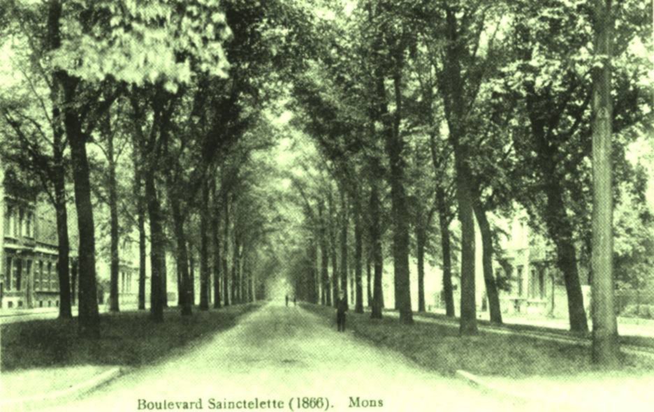 Mons : loin du stress actuel, il était possible de se promener le long du Boulevard Sainctelette en 1866.