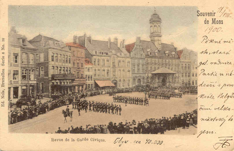Mons : revue de la garde civique 1900.