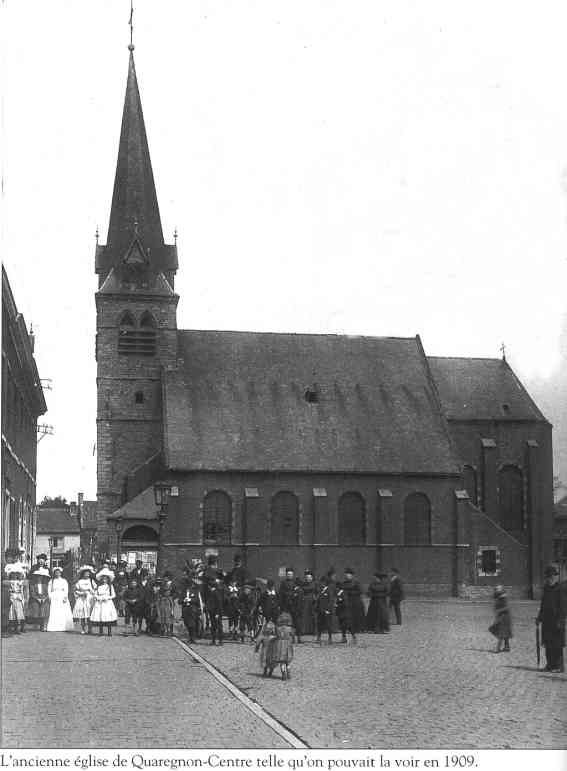Quaregnon : l'ancienne église Saint-Quentin de Quaregnon-Centre en 1909.